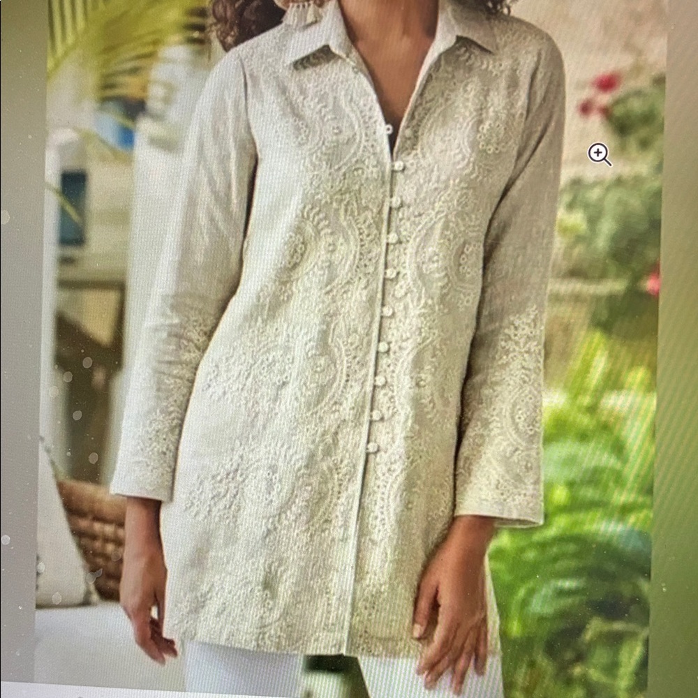 NWT Soft Surroundings Rayon/ Linen embroidered tunic